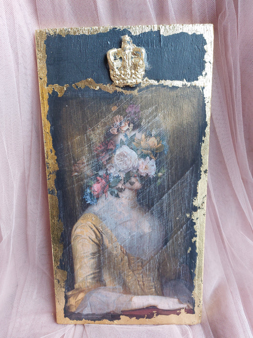 Image of a lady covered in flowers