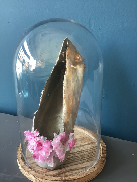 Paper shoe in glass dome